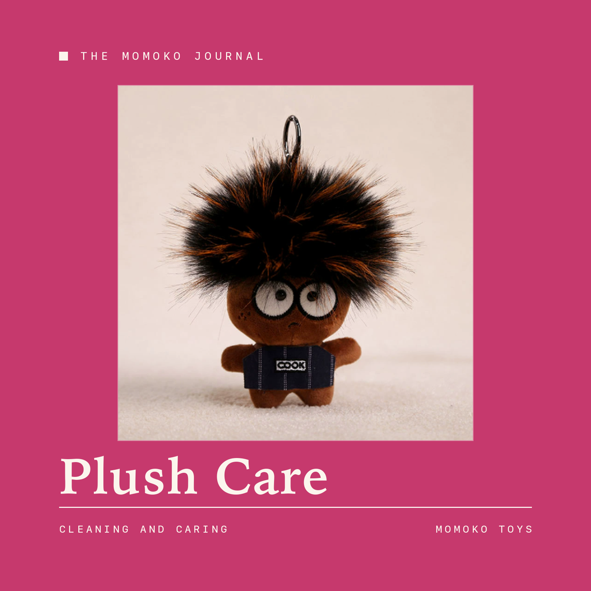 Fluffy brown-haired plush keychain doll - plush care