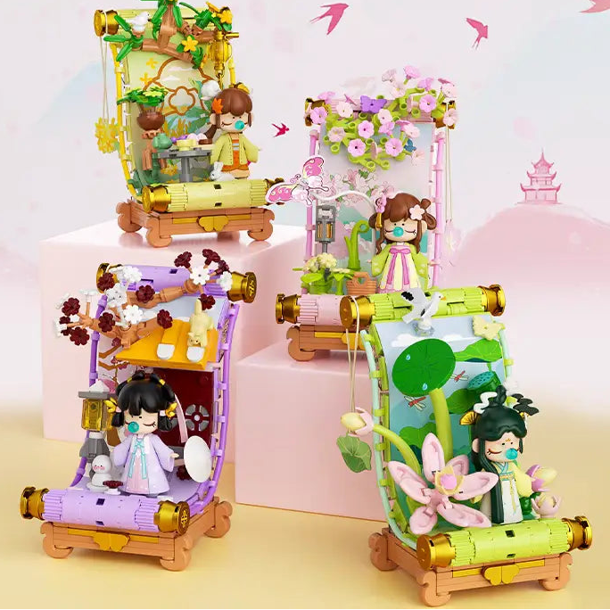 Pre-Order NANCI-The Four Seasons Scroll Building Blocks Diy Gift Box Direct Buy