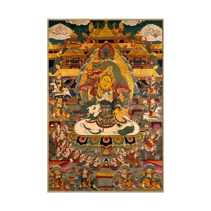 Thangka Decorative Painting Akasagarbha Bodhisattva Buddha Hanging Scroll Eight Direction Wealth God Portrait Mural Living Room Entrance Vertical Wall Art