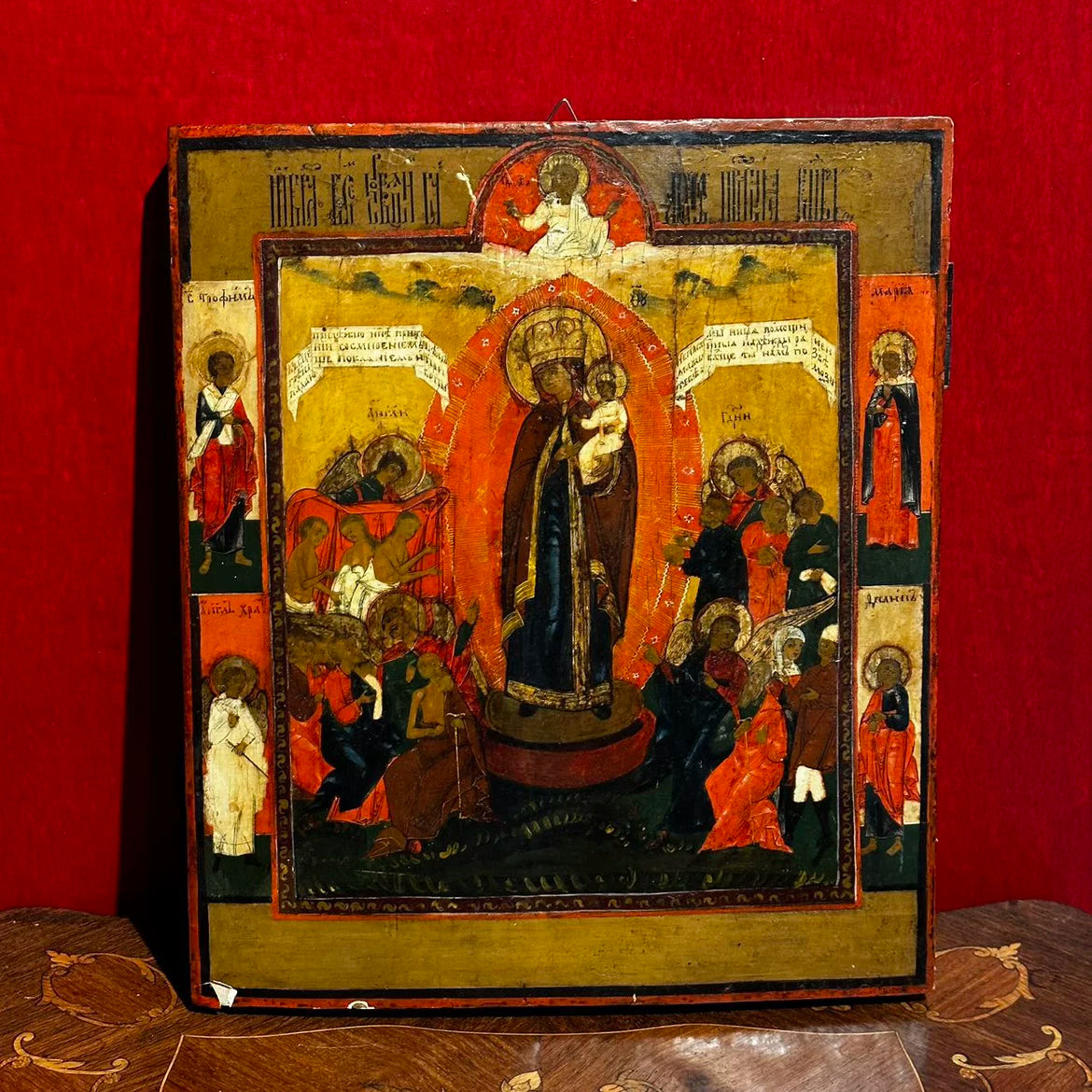 Western Antique Italian Byzantine Style Classical Triptych Wood Panel Oil Painting Classical Wall Hanging Decoration Collectible