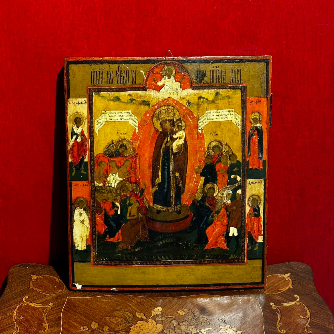 Western Antique Italian Byzantine Style Classical Triptych Wood Panel Oil Painting Classical Wall Hanging Decoration Collectible