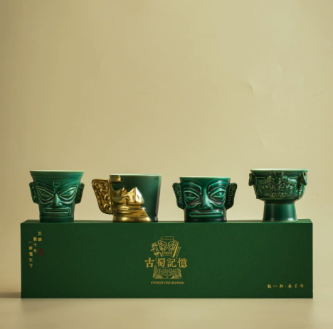Sanxingdui Bronze Mask Tea Cup Gift Set