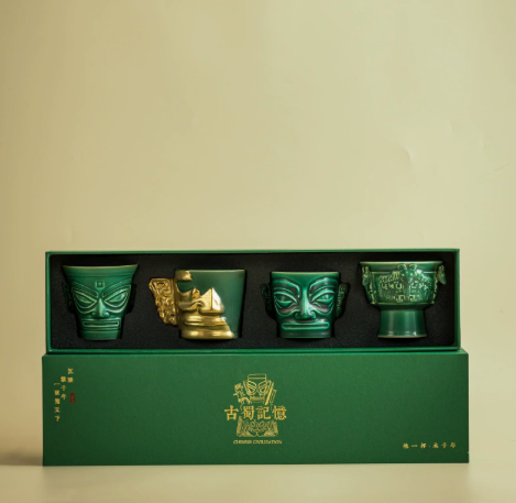 Sanxingdui Bronze Mask Tea Cup Gift Set – view 3