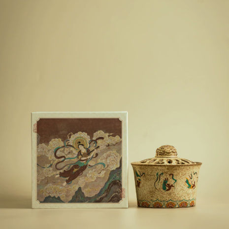 Dunhuang Flying Apsaras Ceramic Incense Burner – Coil & Cone – view 2
