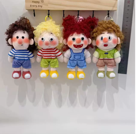 Freckled Boy Plush Keychain – Ugly-Cute Afro Doll Bag Charm