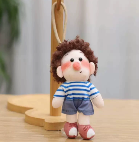 Freckled Boy Plush Keychain – Ugly-Cute Afro Doll Bag Charm – view 5