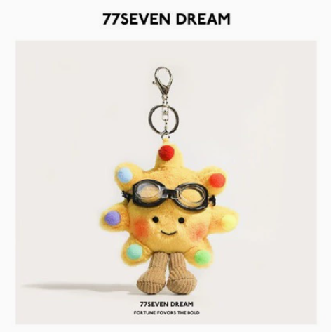 Sunflower Plush Bag Charm with Goggles – Cute Flower Keychain – view 7