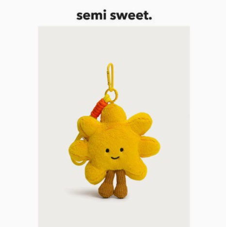 Sunflower Plush Bag Charm with Goggles – Cute Flower Keychain – view 5
