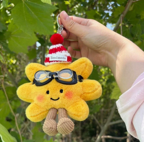 Sunflower Plush Bag Charm with Goggles – Cute Flower Keychain – view 2