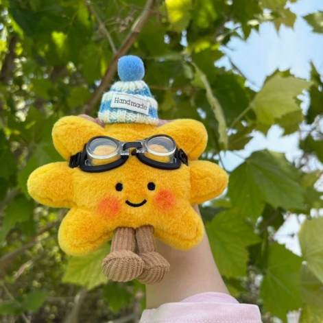 Sunflower Plush Bag Charm with Goggles – Cute Flower Keychain – view 3