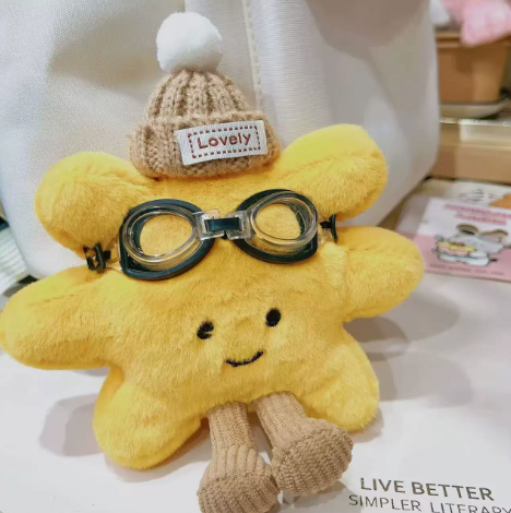 Sunflower Plush Bag Charm with Goggles – Cute Flower Keychain – view 6