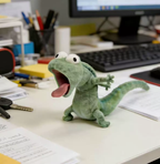 Mint Green Lizard Plush Keychain – Quirky 3D Desk & Bag Decor – view 3