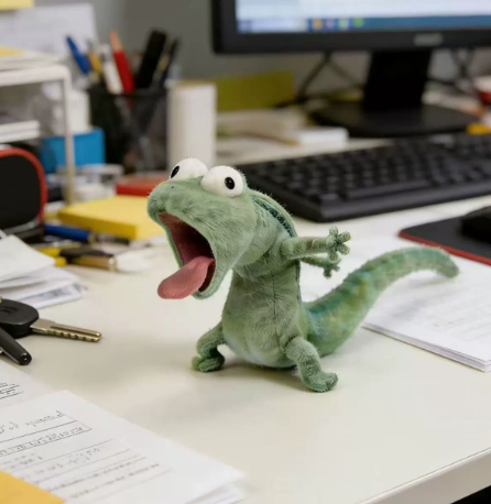 Mint Green Lizard Plush Keychain – Quirky 3D Desk & Bag Decor – view 3