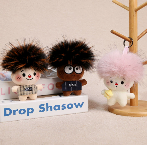 Burnt Afro Plush Keychain – Funny Messy Hair Bag Charm – view 7