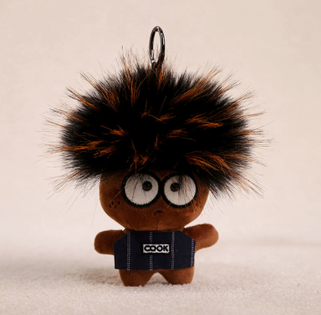 Burnt Afro Plush Keychain – Funny Messy Hair Bag Charm – view 5