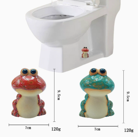 Ceramic Frog Toilet Bolt Covers Set – Funny Bathroom Decor