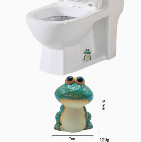 Ceramic Frog Toilet Bolt Covers Set – Funny Bathroom Decor – view 2