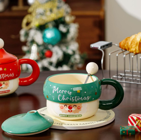 Santa Claus Ceramic Christmas Mug – Cartoon Holiday Cup – view 2