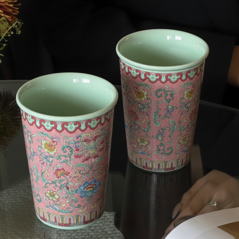 Vintage Enamel Porcelain Coffee Mug – Retro French Style