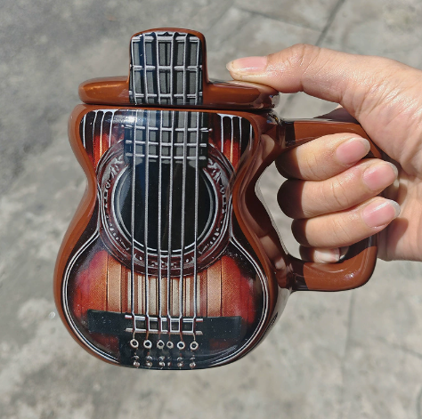 Guitar Ceramic Coffee Mug with Lid – Music Lover Gift – view 2