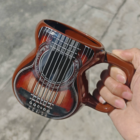 Guitar Ceramic Coffee Mug with Lid – Music Lover Gift – view 4