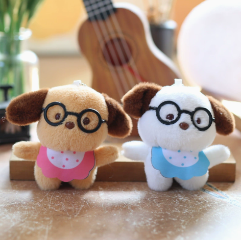 Scarf & Glasses Dog Plush Keychain – Cute Bag Charm – view 3