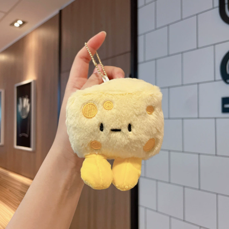 Cheese & Hot Dog Plush Keychain – Funny Food Bag Charm – view 3