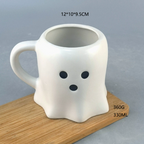 Halloween Ghost Ceramic Mug – Black & White Spooky Cup – view 3