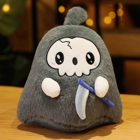 Halloween Skull Reaper Plush Pillow – Ghost & Pumpkin Toy – view 3