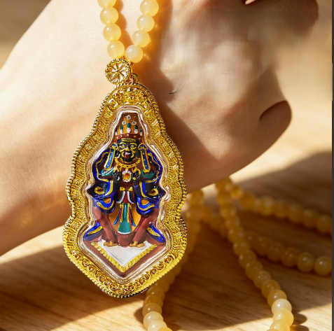 Hand-Painted Tibetan Thangka Gau Pendant Necklace – Amulet Box – view 8