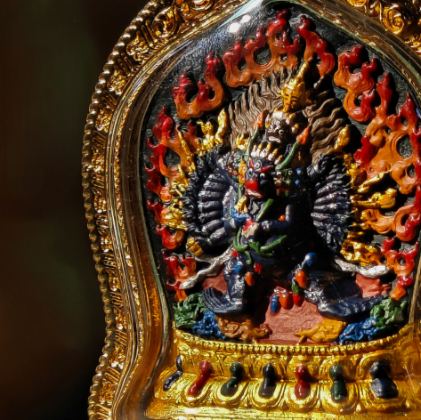Hand-Painted Tibetan Thangka Gau Pendant Necklace – Amulet Box – view 9