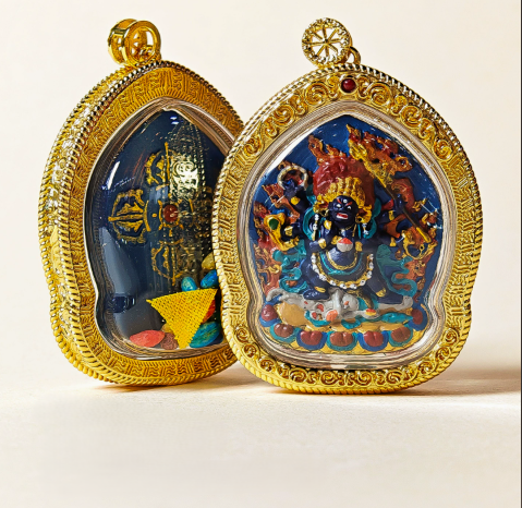 Hand-Painted Tibetan Thangka Gau Pendant Necklace – Amulet Box – view 2