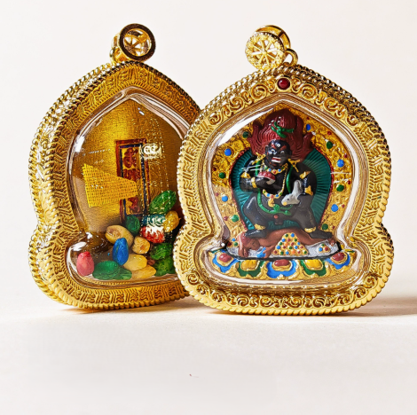 Hand-Painted Tibetan Thangka Gau Pendant Necklace – Amulet Box – view 4