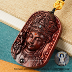 Rosewood Guanyin Pendant Necklace – Lotus Bodhisattva Charm – view 4