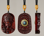 Rosewood Guanyin Pendant Necklace – Lotus Bodhisattva Charm – view 2
