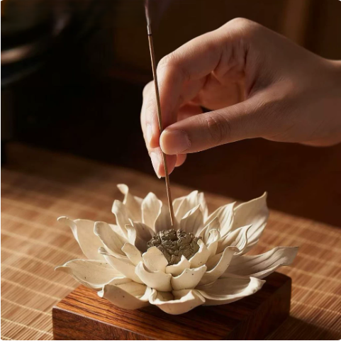 Alloy Lotus Incense Stick Holder – Zen Home Decor – view 4