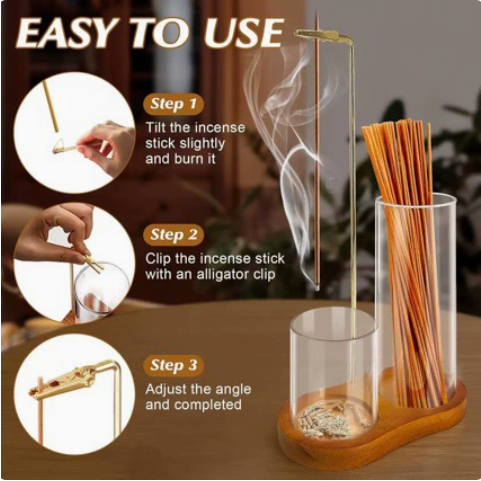Solid Wood Figure-Eight Incense Holder – Minimalist Stand – view 2