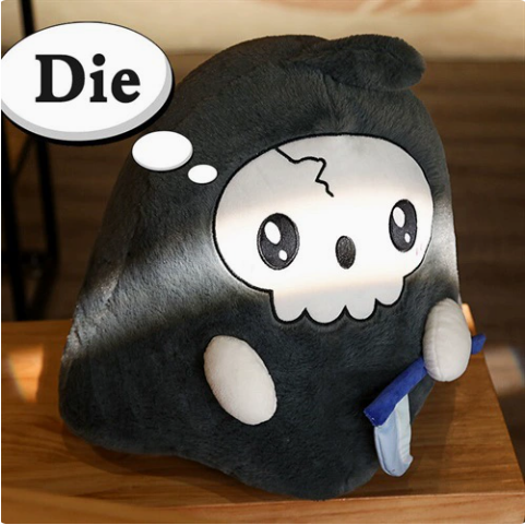 Halloween Skull Reaper Plush Pillow – Ghost & Pumpkin Toy