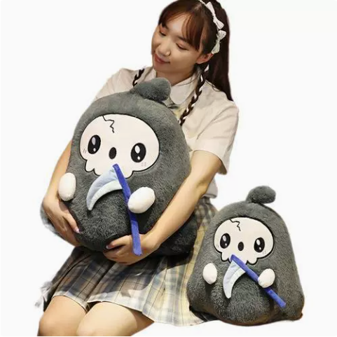 Halloween Skull Reaper Plush Pillow – Ghost & Pumpkin Toy – view 2