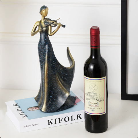 Violin Wine Bottle Holder – Resin Sculpture Wine Rack – view 2