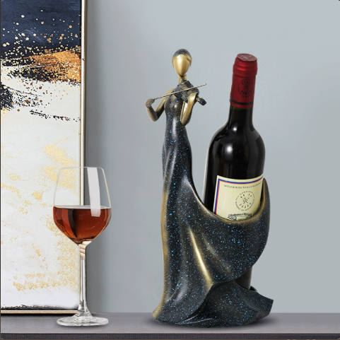 Violin Wine Bottle Holder – Resin Sculpture Wine Rack – view 3
