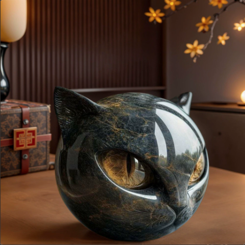 Luxury Black Cat Figurine – Multi-Color Resin Sculpture – view 2