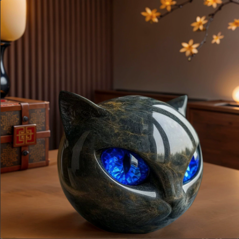Luxury Black Cat Figurine – Multi-Color Resin Sculpture – view 3