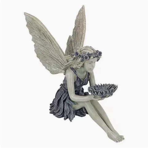 Fairy Girl Bird Feeder – Angel Garden Statue – view 3