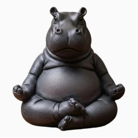 Clumsy Yoga Master Hippo Figurine – Funny Resin Decor – view 2