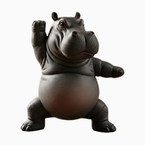 Clumsy Yoga Master Hippo Figurine – Funny Resin Decor – view 3