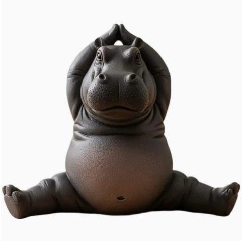 Clumsy Yoga Master Hippo Figurine – Funny Resin Decor – view 4