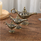 Genie Lamp Ornament – Ornate Gold Metal Aladdin Oil Lamp Decor – view 2