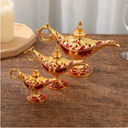 Genie Lamp Ornament – Ornate Gold Metal Aladdin Oil Lamp Decor – view 3