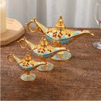 Genie Lamp Ornament – Ornate Gold Metal Aladdin Oil Lamp Decor – view 9